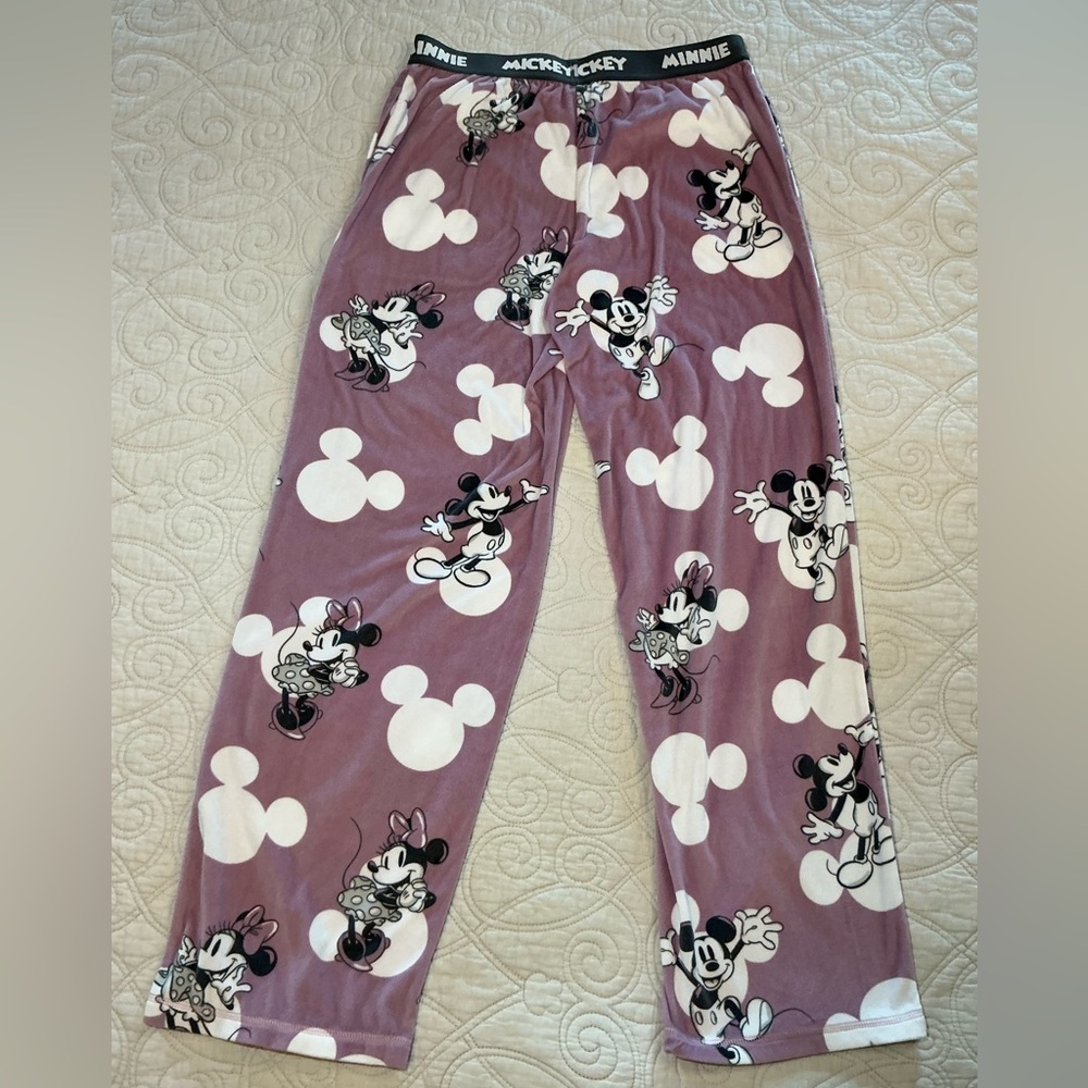 Disney Mickey & Minnie Women’s Soft Plush Velour Mauve Pajama pants Size XS - Picture 5 of 9